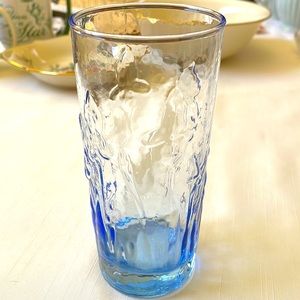 Vintage Libbey blue glass Iris pattern Tumbler Glass